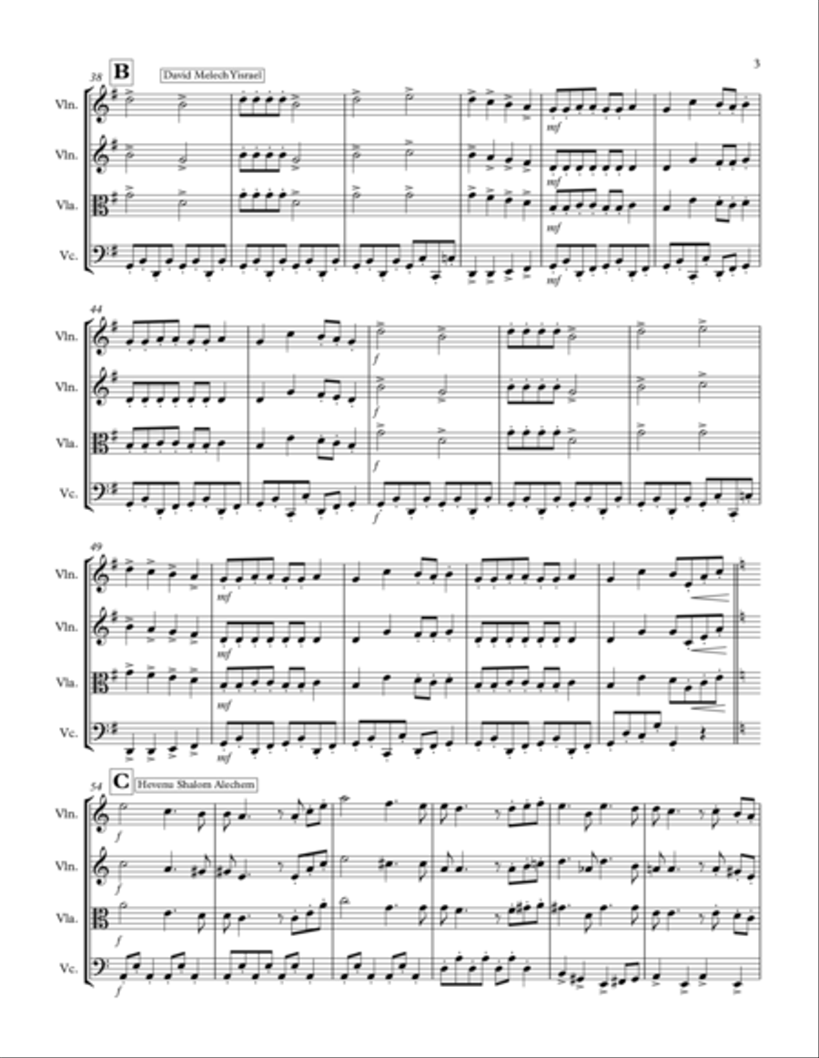 Jewish Medley: String Quartet String Quartet scores gallery preview page 3