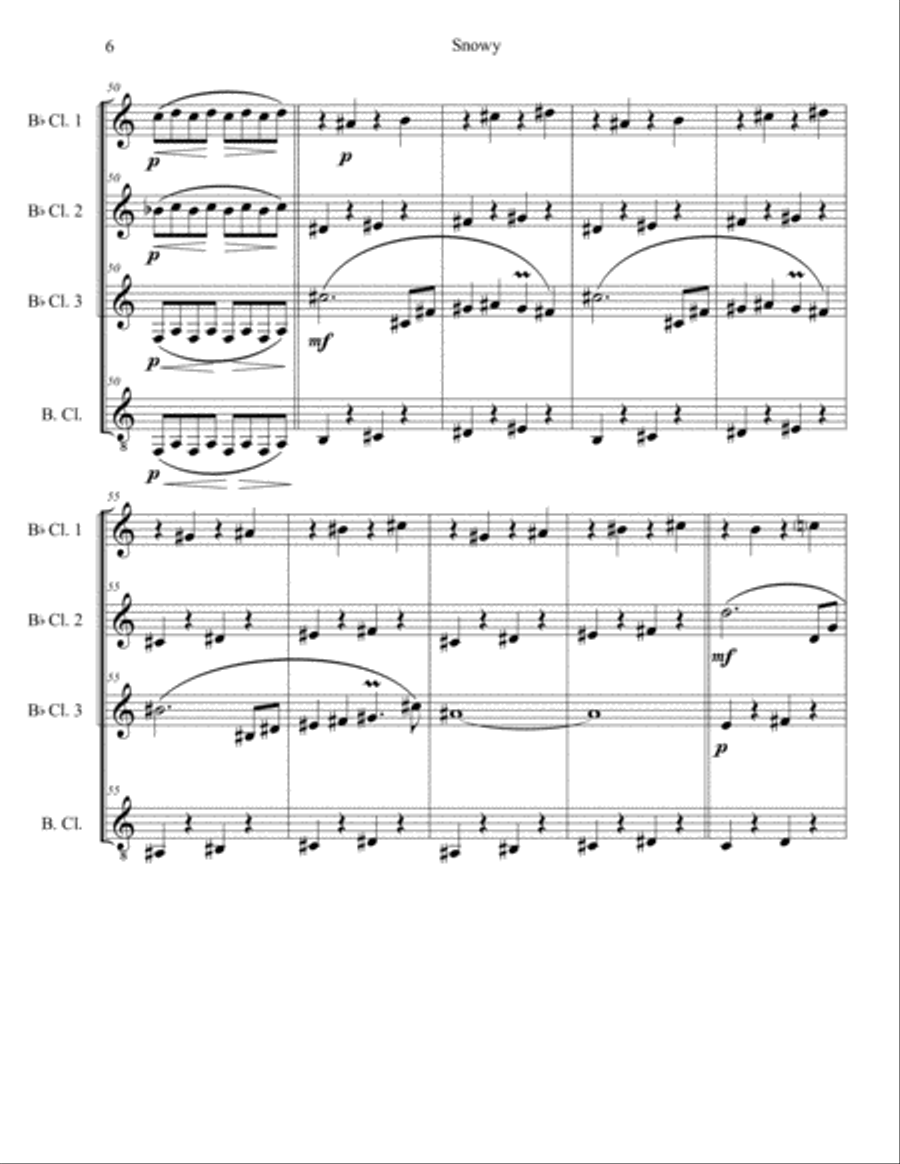 Snowy (from Undertale) Woodwind Quartet scores gallery preview page 6