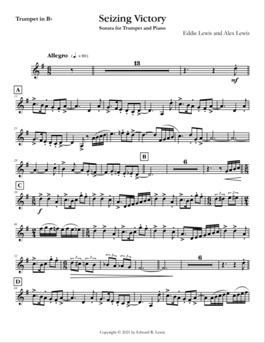 Seizing Victory Trumpet Sonata B-Flat Trumpet scores gallery preview page 2