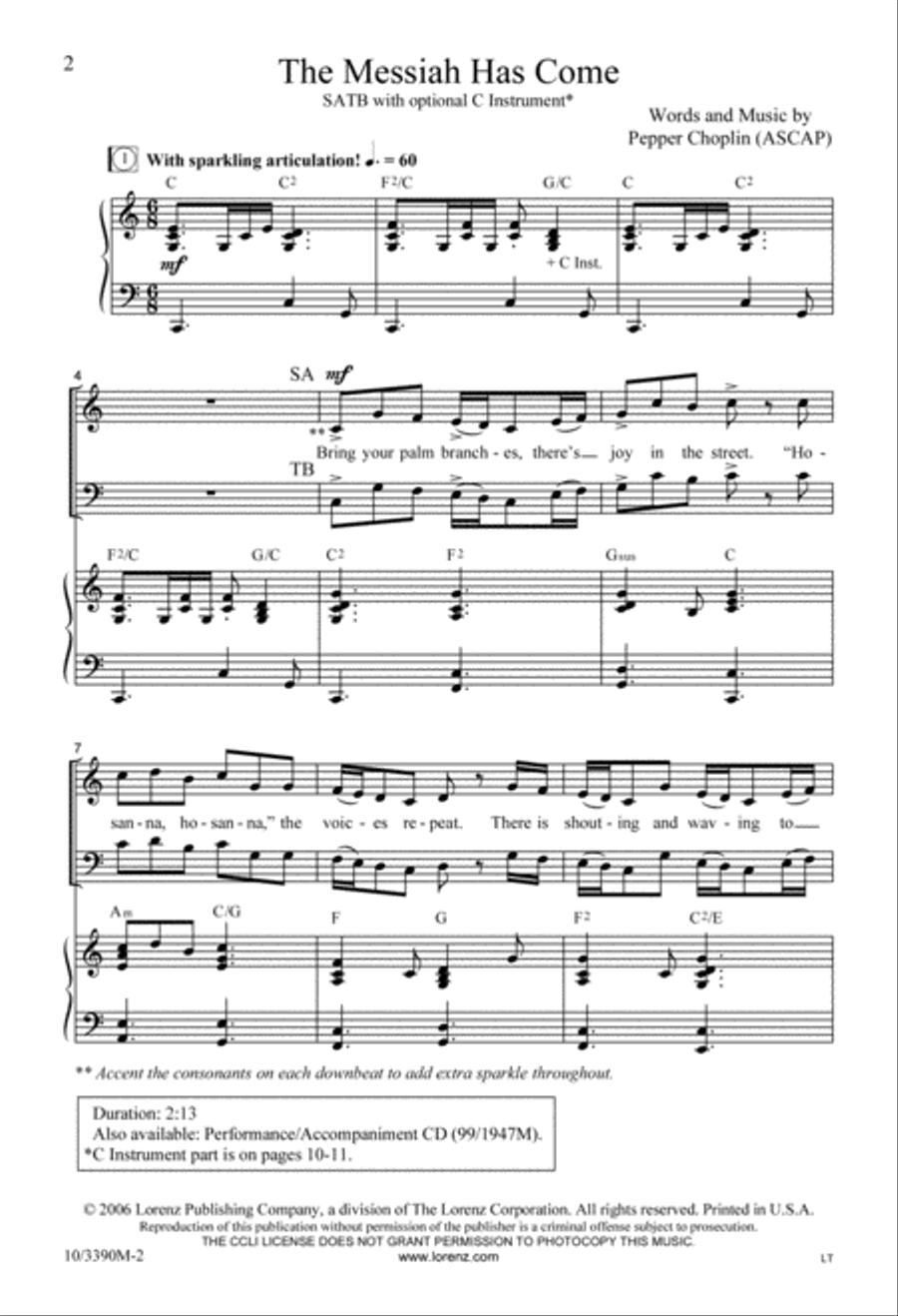 The Messiah Has Come 4-Part scores gallery preview page 2