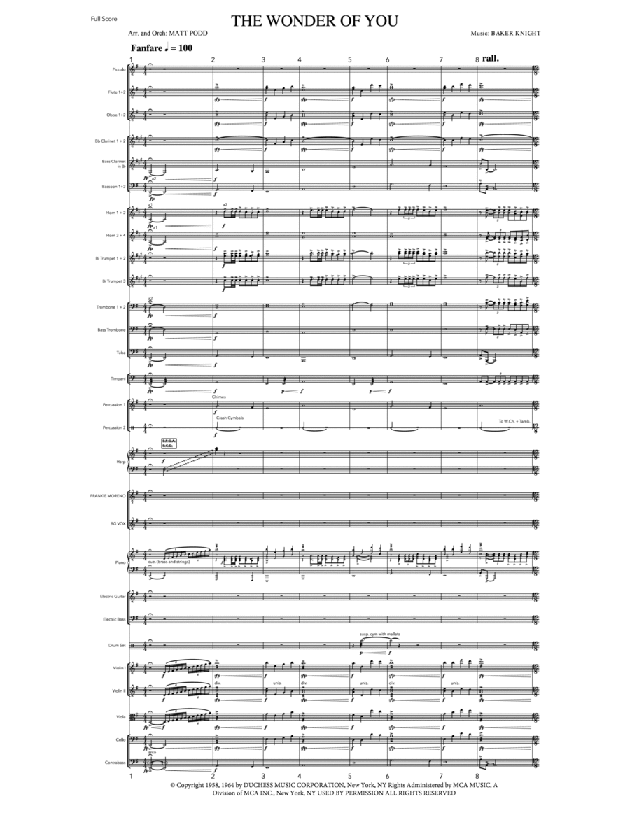 The Wonder Of You Full Orchestra scores gallery preview page 1