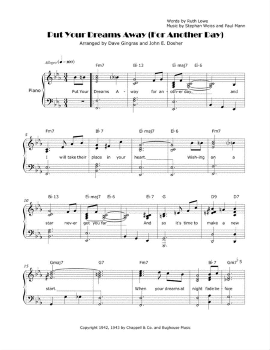 Put Your Dreams Away (for Another Day) Voice scores gallery preview page 1
