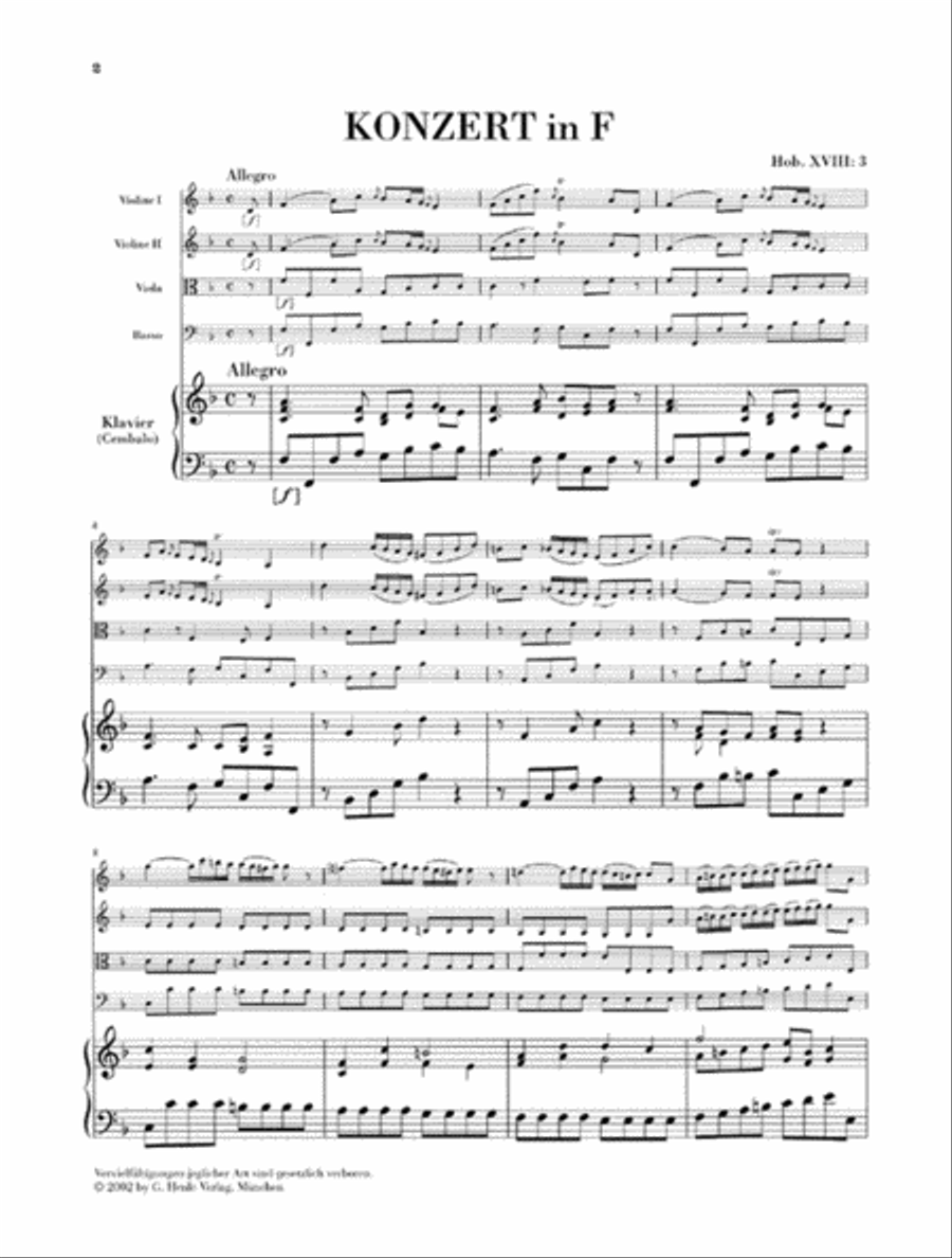 Concerto for Piano (Harpsichord) and Orchestra F Major Hob.XVIII:3 Orchestra scores gallery preview page 2