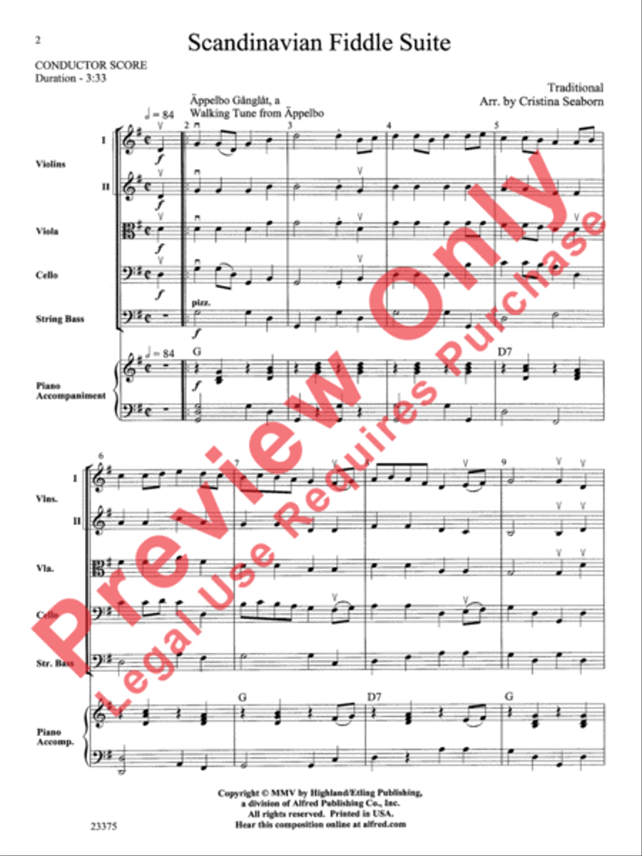 Scandanavian Fiddle Suite String Orchestra scores gallery preview page 3