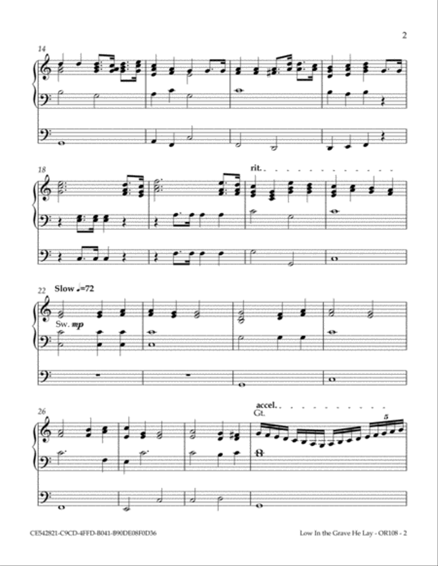 Low In The Grave He Lay Organ Solo scores gallery preview page 3