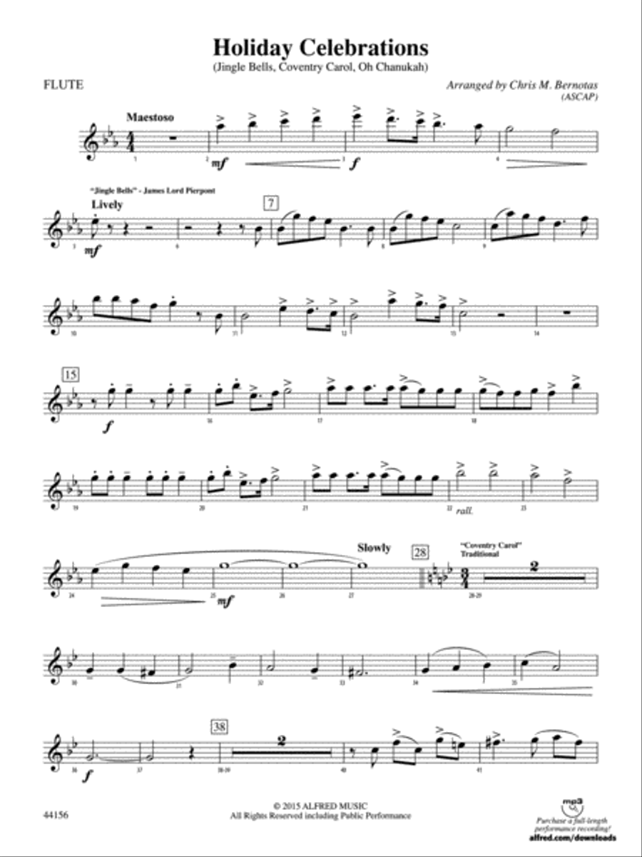 Holiday Celebrations: Flute Concert Band scores gallery preview page 1