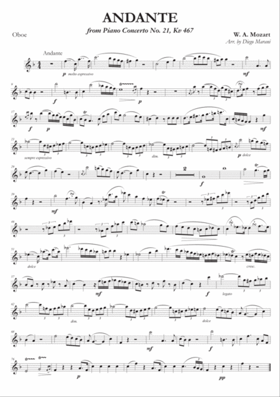 Andante from Concerto No. 21 for Oboe and Piano image number null