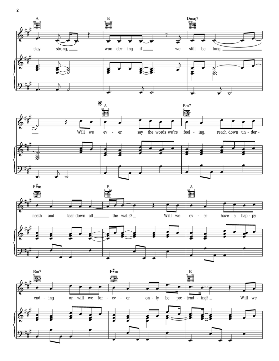 Pretending Pretending Piano, Vocal, Guitar scores gallery preview page 2