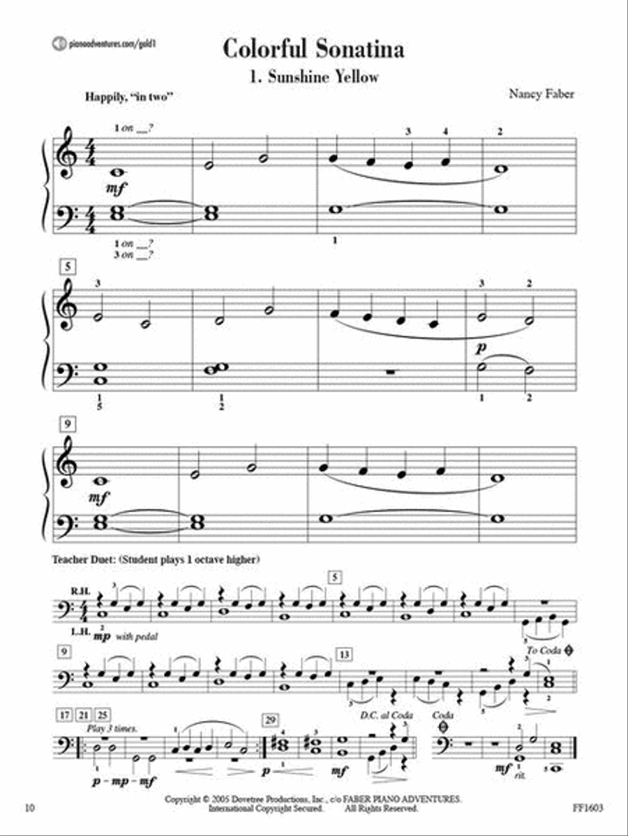 Level 1 – Gold Star Performance Book Piano Method scores gallery preview page 4