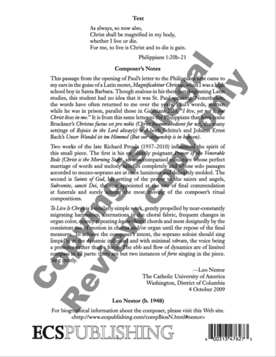 To Live Is Christ To Live Is Christ 4-Part scores gallery preview page 17