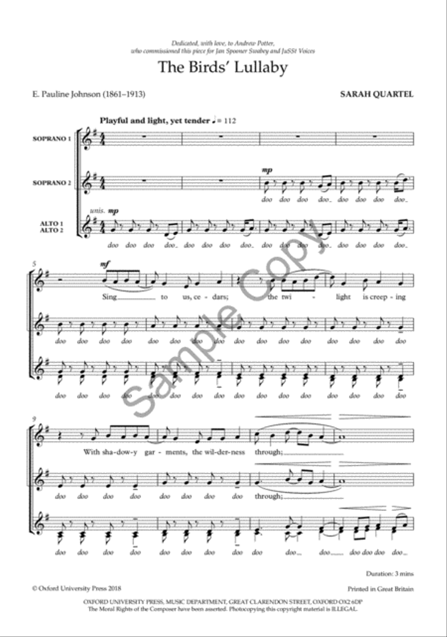The Birds' Lullaby The Birds' Lullaby SSAA scores gallery preview page 2