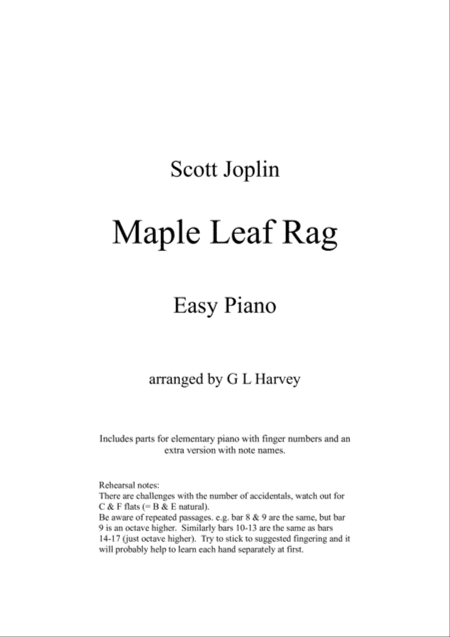 Maple Leaf Rag (Easy Piano) Piano Method scores gallery preview page 1