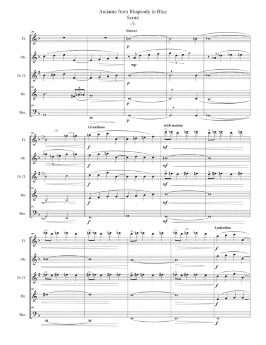 Andante from Rhapsody in Blue for Woodwind Quintet Andante from Rhapsody in Blue for Woodwind Quintet Woodwind Quintet scores gallery preview page 4