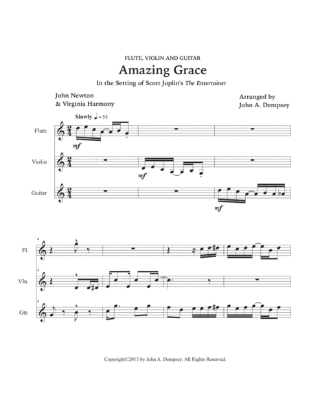 Amazing Grace / The Entertainer (Trio for Flute, Violin and Guitar) image number null