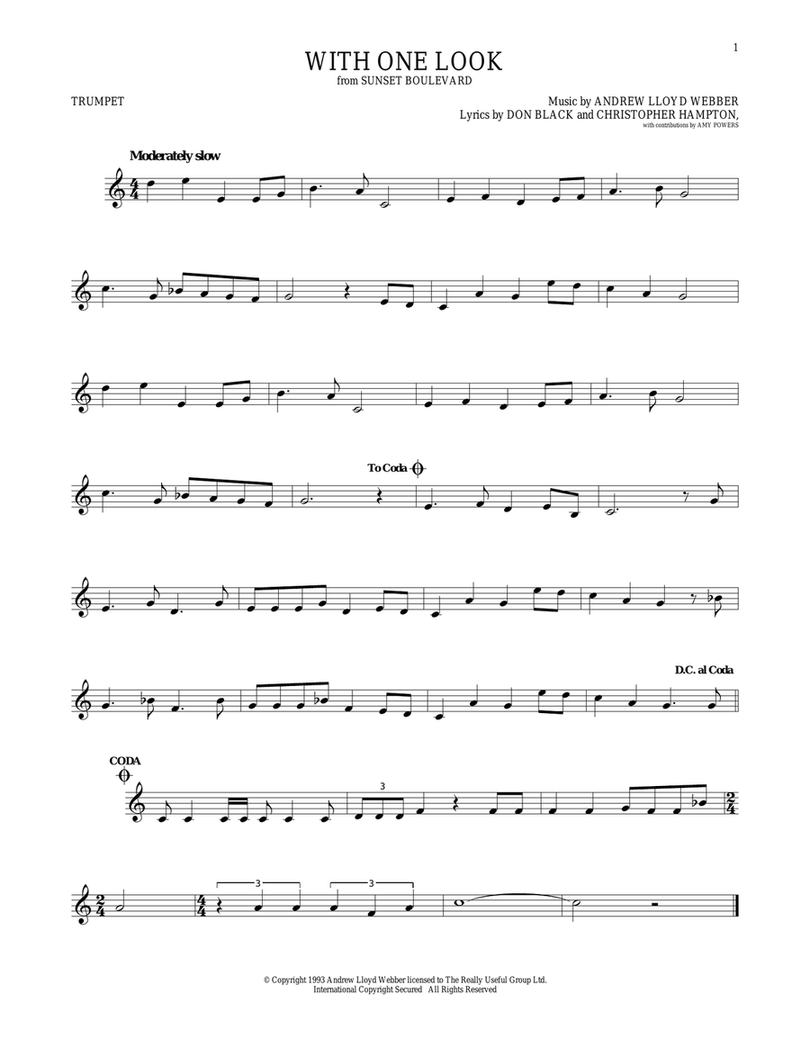 With One Look With One Look Trumpet Solo scores gallery preview page 1