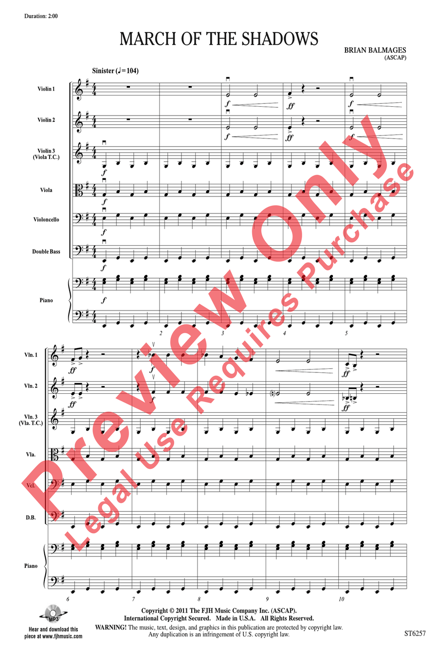 March of the Shadows String Orchestra scores gallery preview page 3