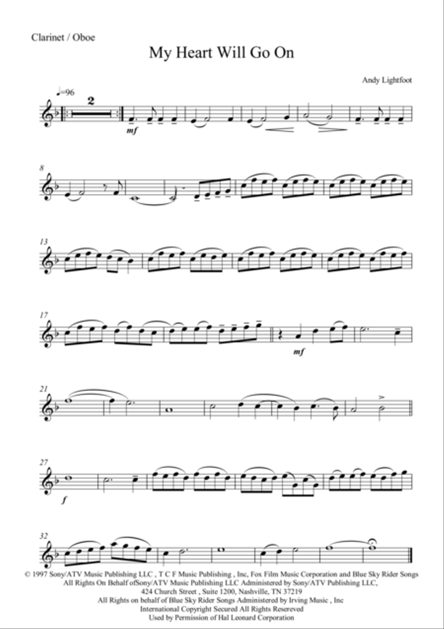 My Heart Will Go On (Love Theme from Titanic) Woodwind Quintet scores gallery preview page 5