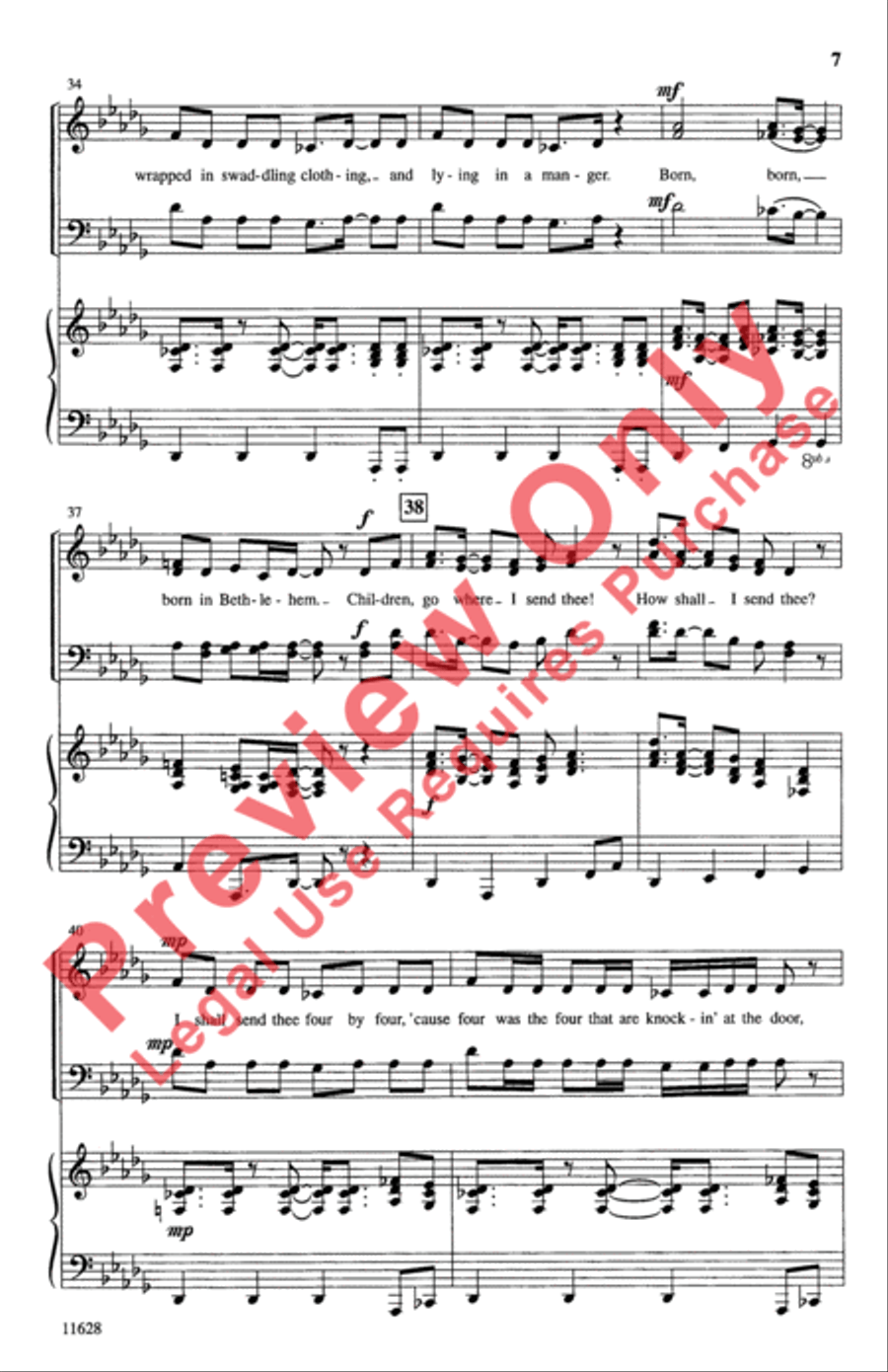 Children, Go Where I Send Thee 4-Part scores gallery preview page 7