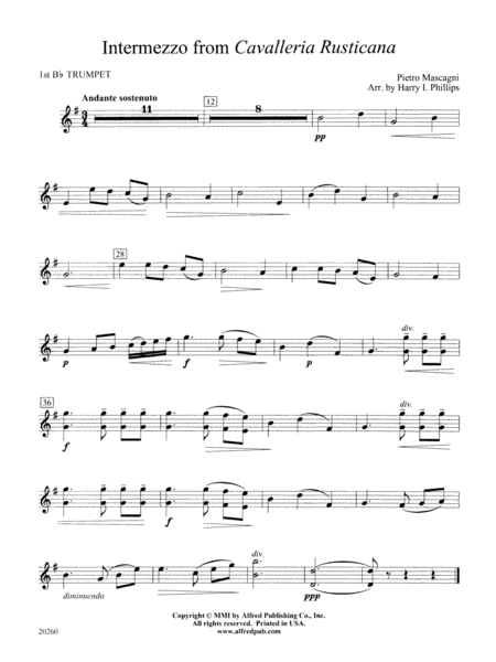 Intermezzo from Cavalleria Rusticana: 1st B-flat Trumpet