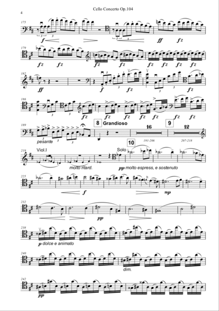 A. Dvorak : Cello Concerto Op.104 Cello Solo scores gallery preview page 4