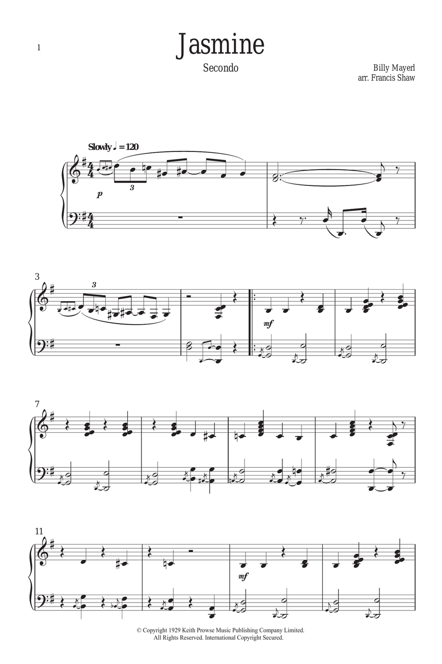 Jasmine Piano Duet scores gallery preview page 1