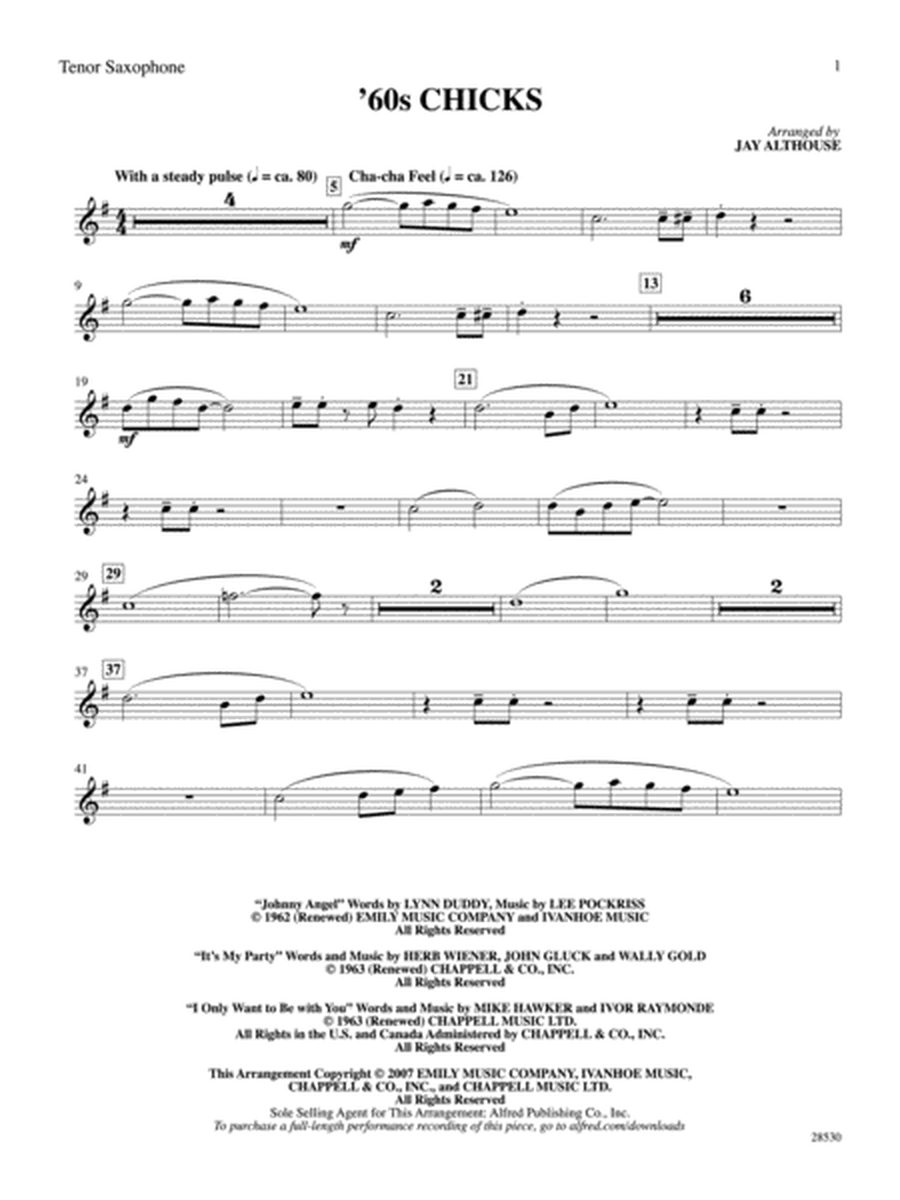 '60s Chicks (A Medley): B-flat Tenor Saxophone