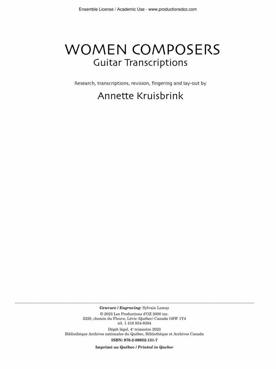 Women Composers - Guitar Transcriptions Classical Guitar scores gallery preview page 1