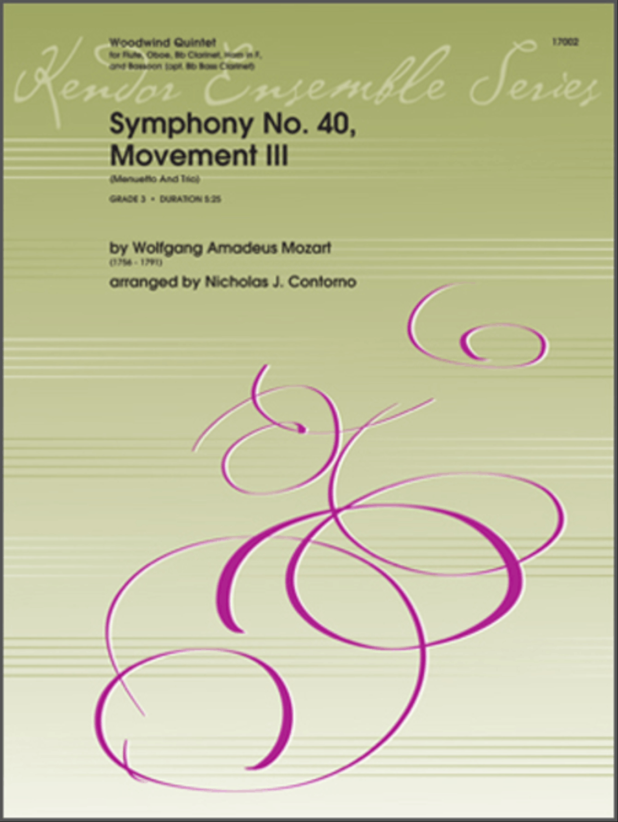 Symphony No. 40, Movement III (Menuetto And Trio) Woodwind Quintet scores gallery preview page 1