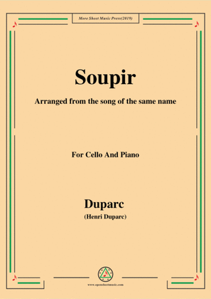 Book cover for Duparc-Soupir,for Cello and Piano