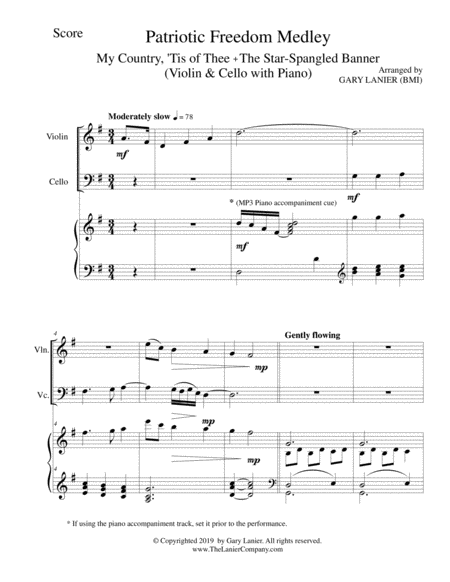 PATRIOTIC FREEDOM MEDLEY (Violin and Cello with Piano/Score and Parts) image number null