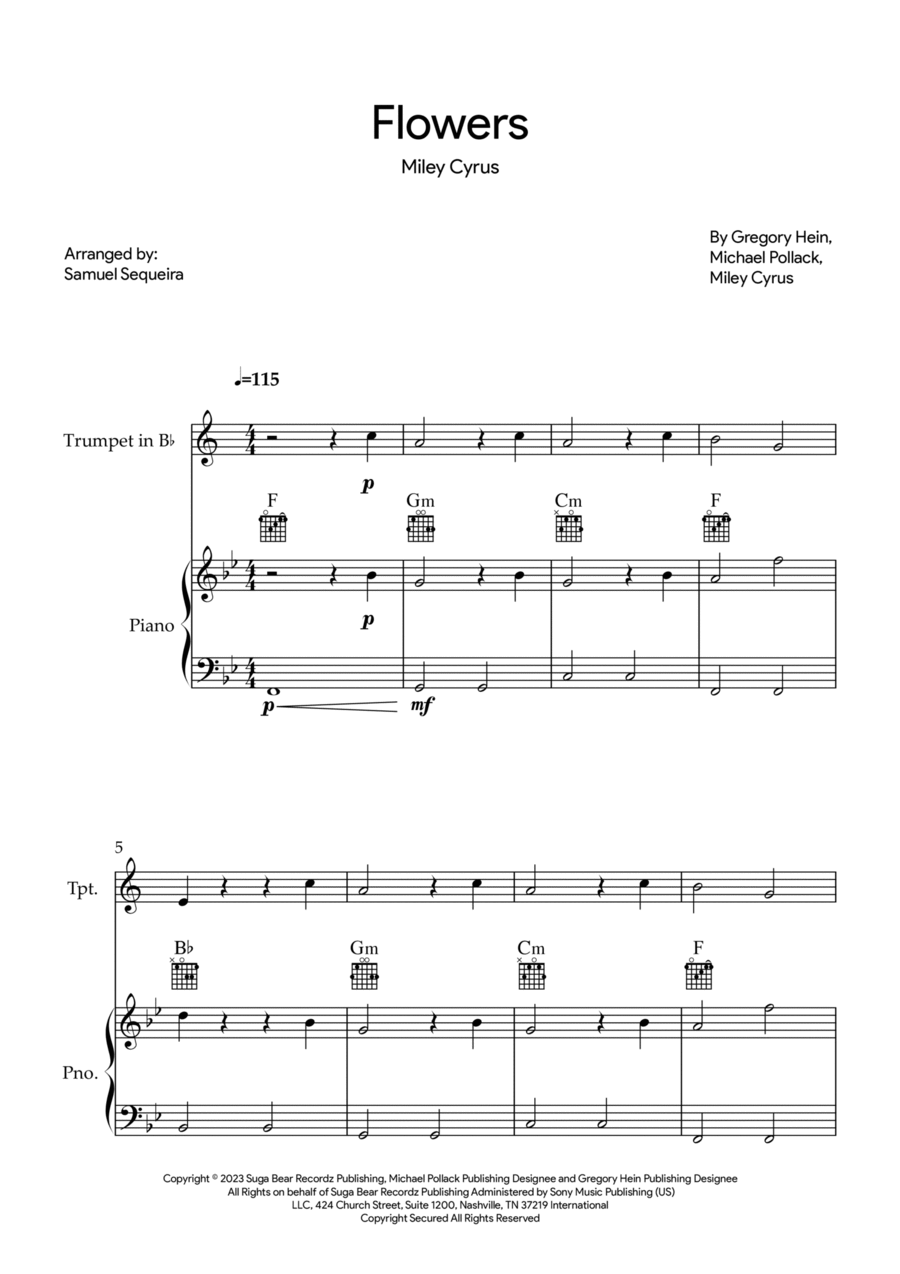 Flowers B-Flat Trumpet scores gallery preview page 1