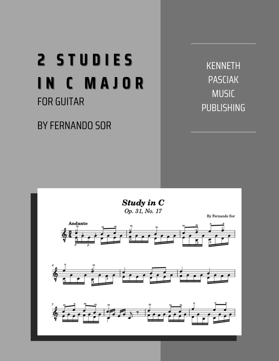 Two Studies in C Major For Guitar (with Supplemental Right-Hand Exercises) Acoustic Guitar scores gallery preview page 1