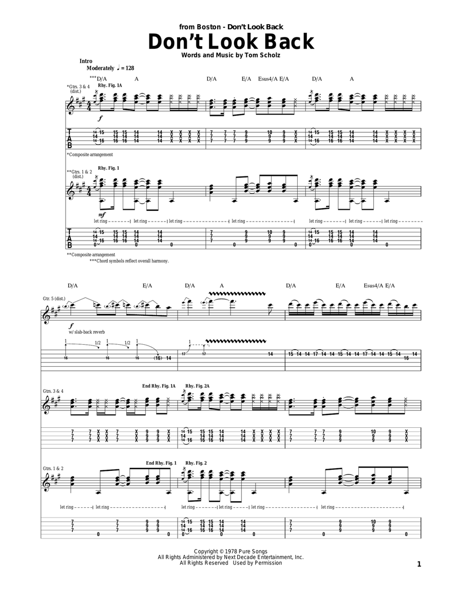 Don't Look Back Don't Look Back Acoustic Guitar scores gallery preview page 1