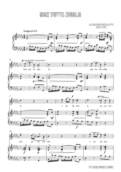 Scarlatti-Son Tutta Duolo in b flat minor,for Voice and Piano image number null