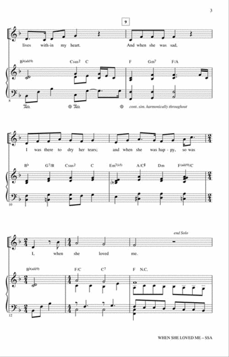 When She Loved Me (from Toy Story 2) SSA scores gallery preview page 3