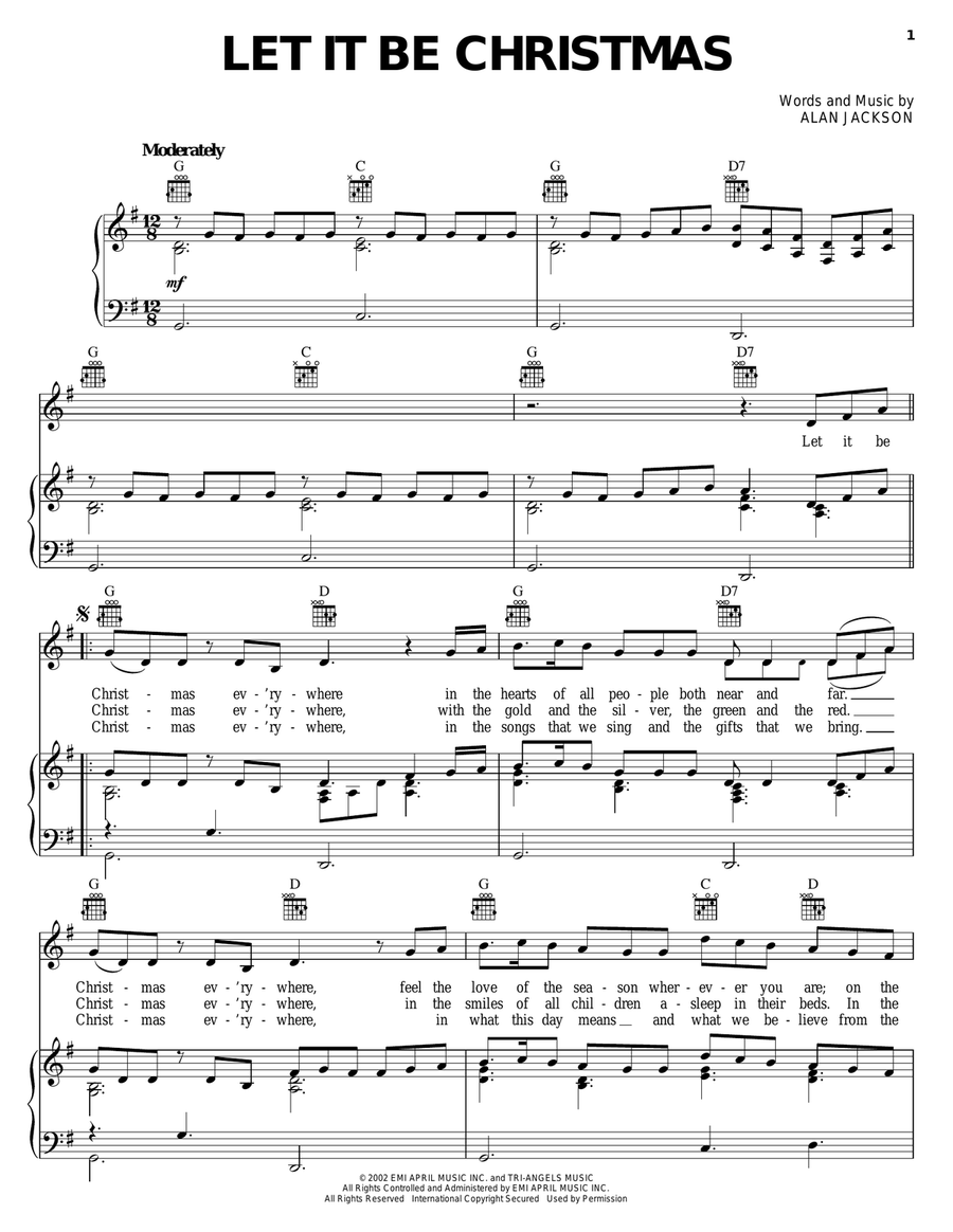 Let It Be Christmas by Alan Jackson Piano Vocal Guitar