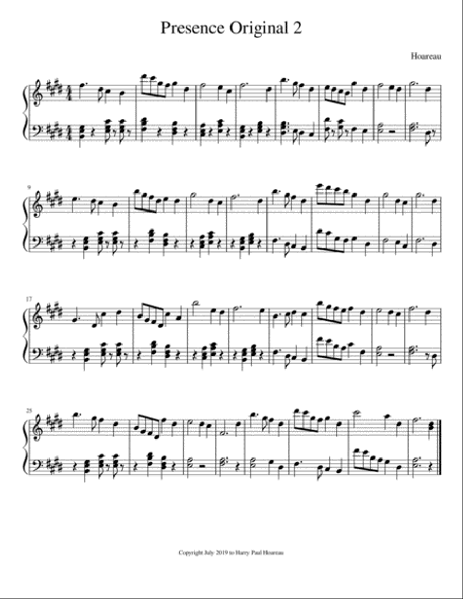Presence Original 2 Piano Easy Piano scores gallery preview page 1