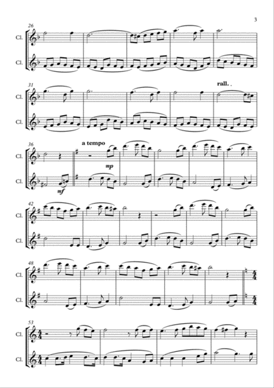 Scottish Folk Song Medley, for Clarinet Duet Clarinet Duet scores gallery preview page 3