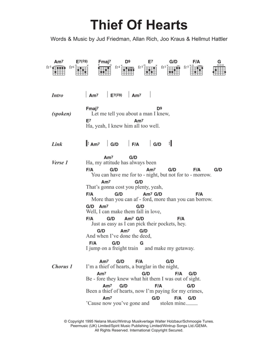 Thief Of Hearts Thief Of Hearts Acoustic Guitar scores gallery preview page 1