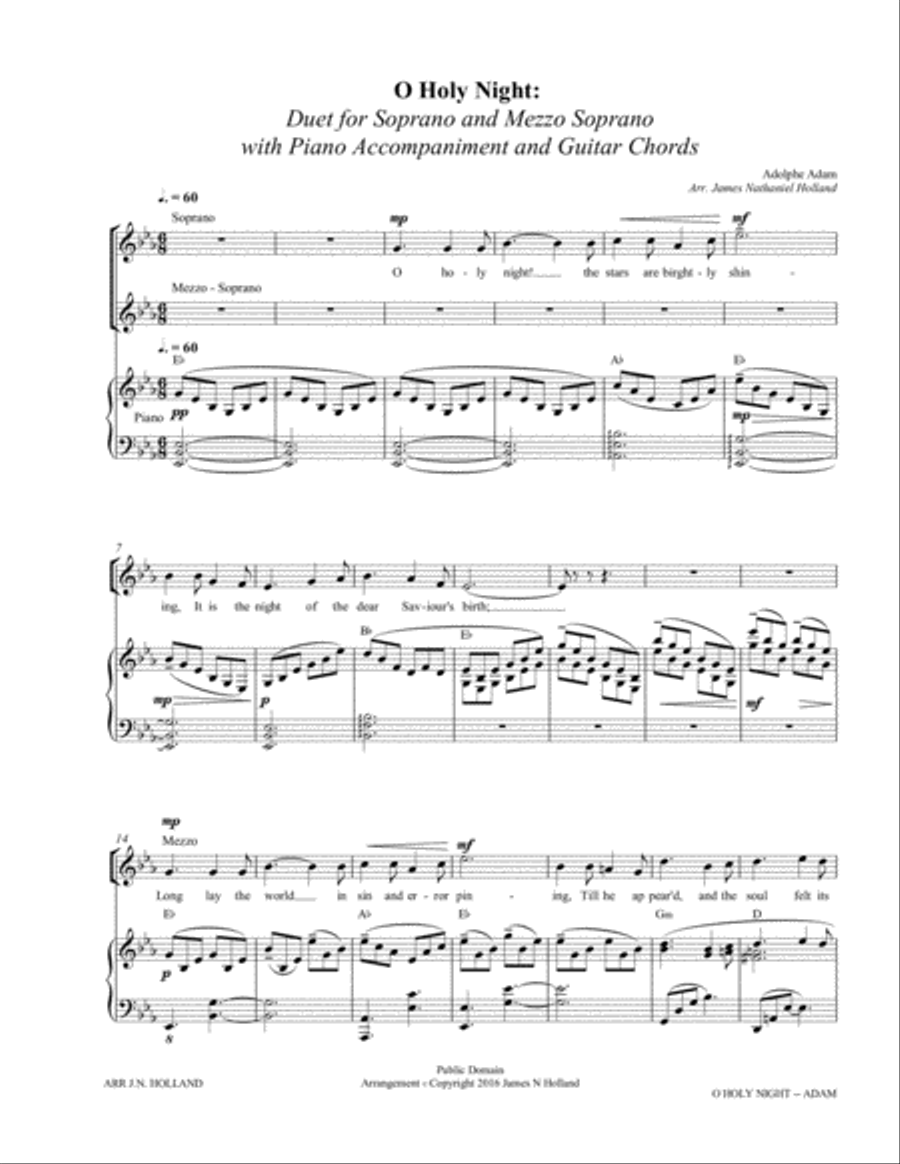 O Holy Night (Cantique de Noel) Adolphe Adam Duet for Soprano and Mezzo Soprano Mezzo-Soprano Voice scores gallery preview page 3