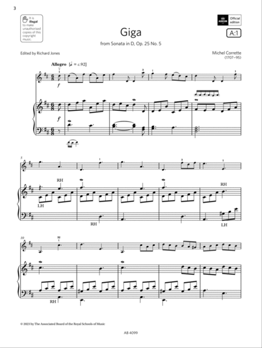 Giga (Grade 5, A1, from the ABRSM Violin Syllabus from 2024) Violin Solo scores gallery preview page 3