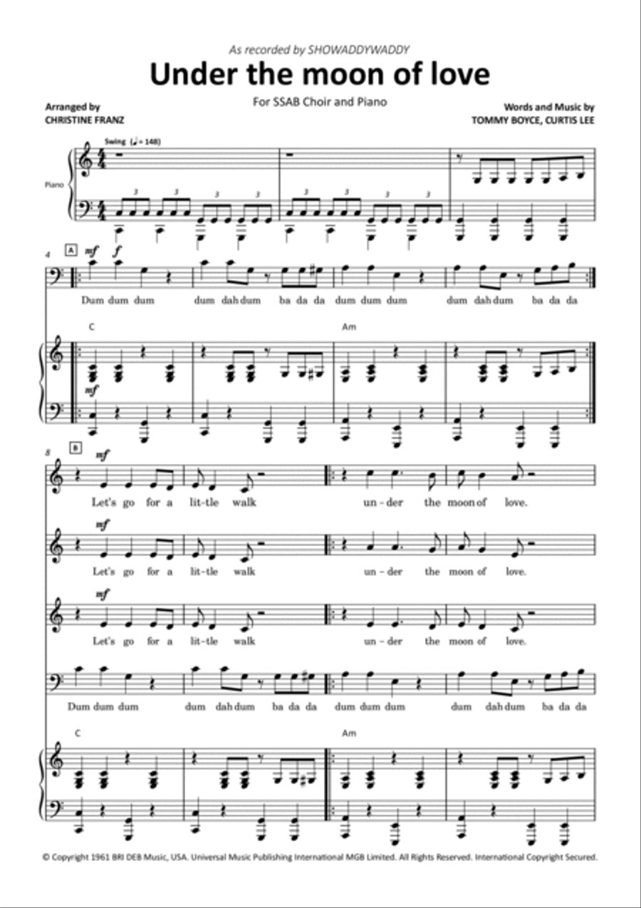 Under The Moon Of Love 4-Part scores gallery preview page 2