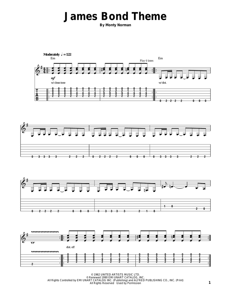 James Bond Theme Acoustic Guitar scores gallery preview page 1