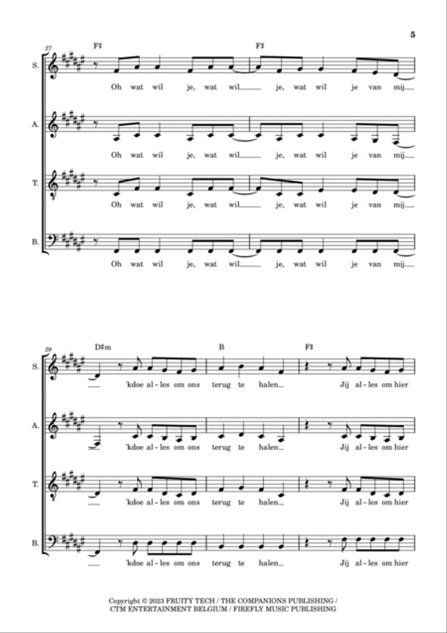 Wat Wil Je Van Mij 4-Part scores gallery preview page 5