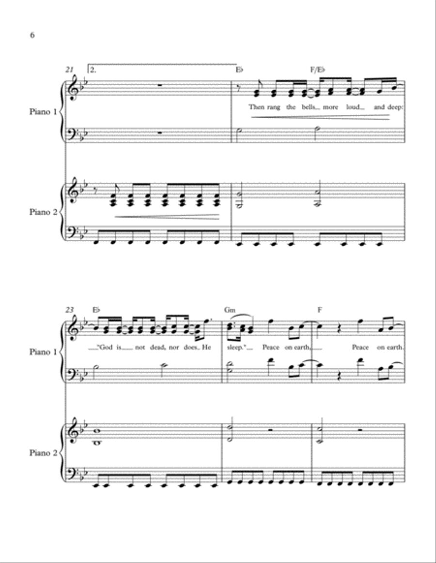 I Heard The Bells On Christmas Day 2 Pianos, 4-Hands scores gallery preview page 6