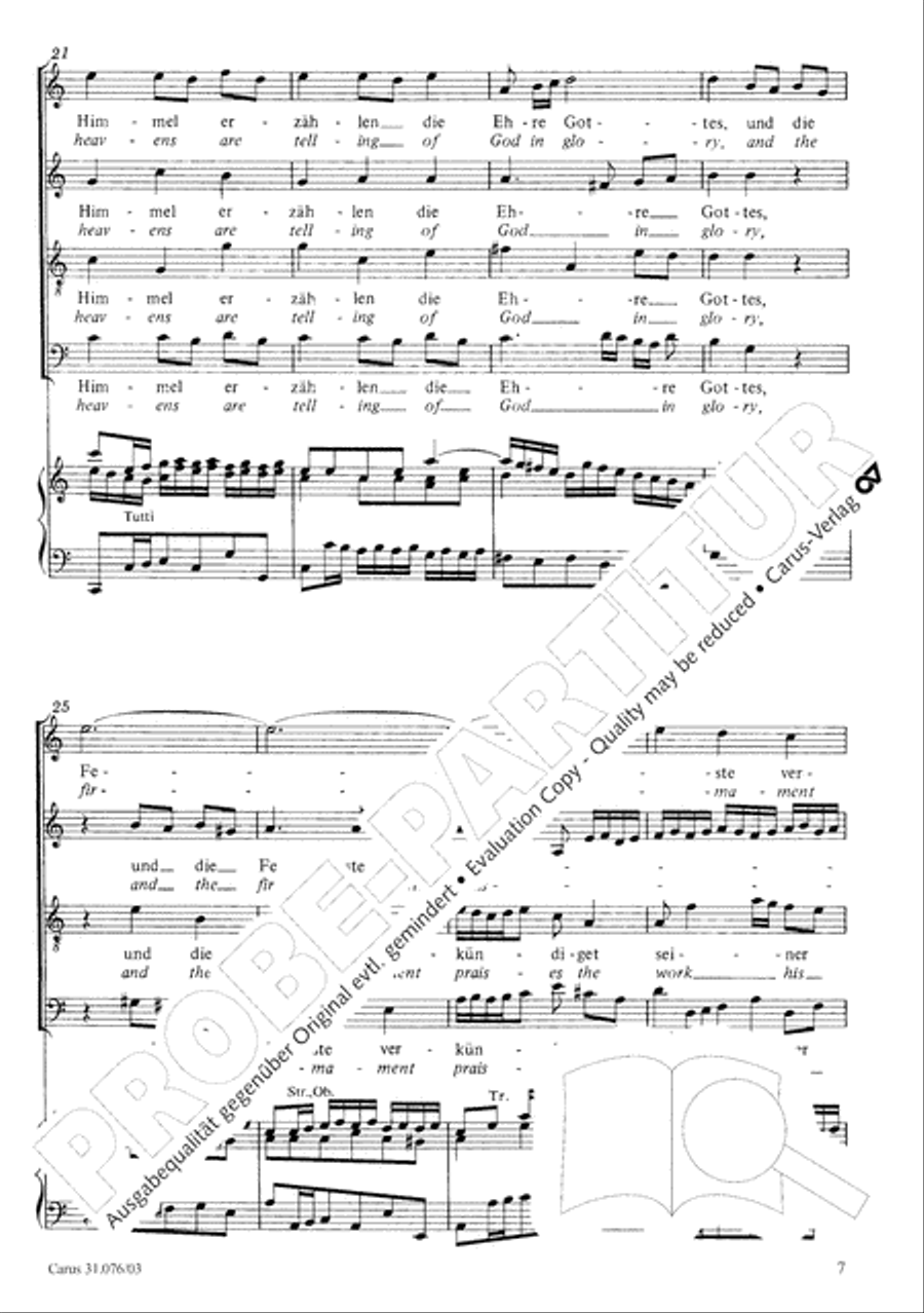 The heavens are telling the Father's glory (Die Himmel erzahlen die Ehre Gottes) 4-Part scores gallery preview page 8