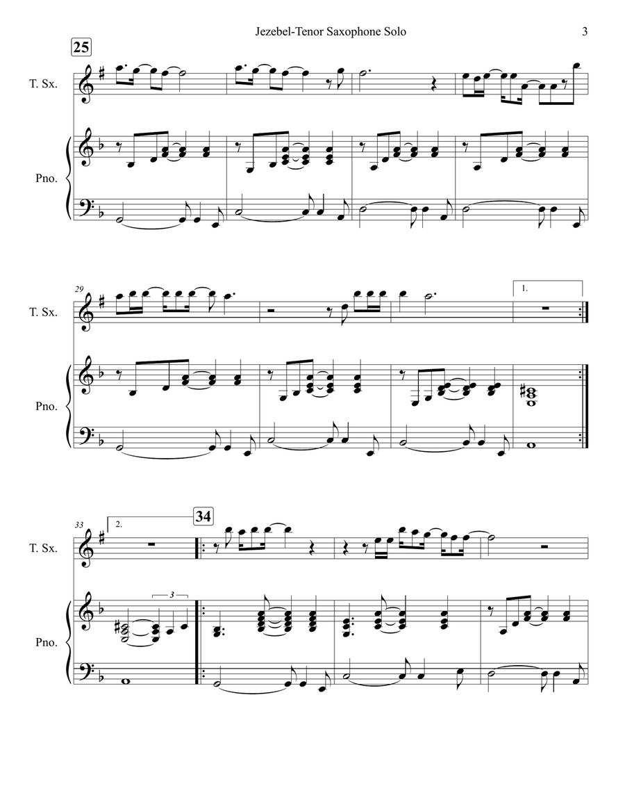 Jezebel Tenor Saxophone scores gallery preview page 5