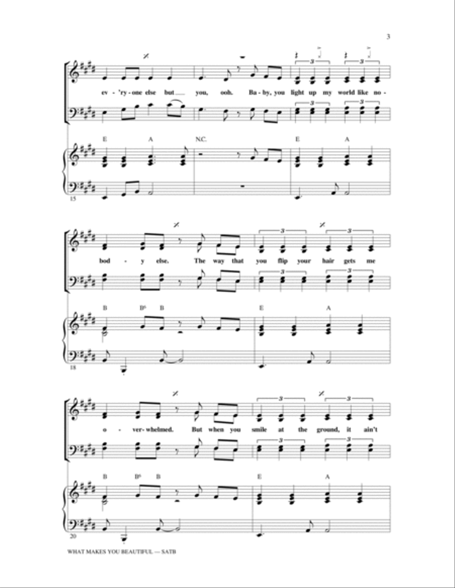 What Makes You Beautiful What Makes You Beautiful 4-Part scores gallery preview page 3