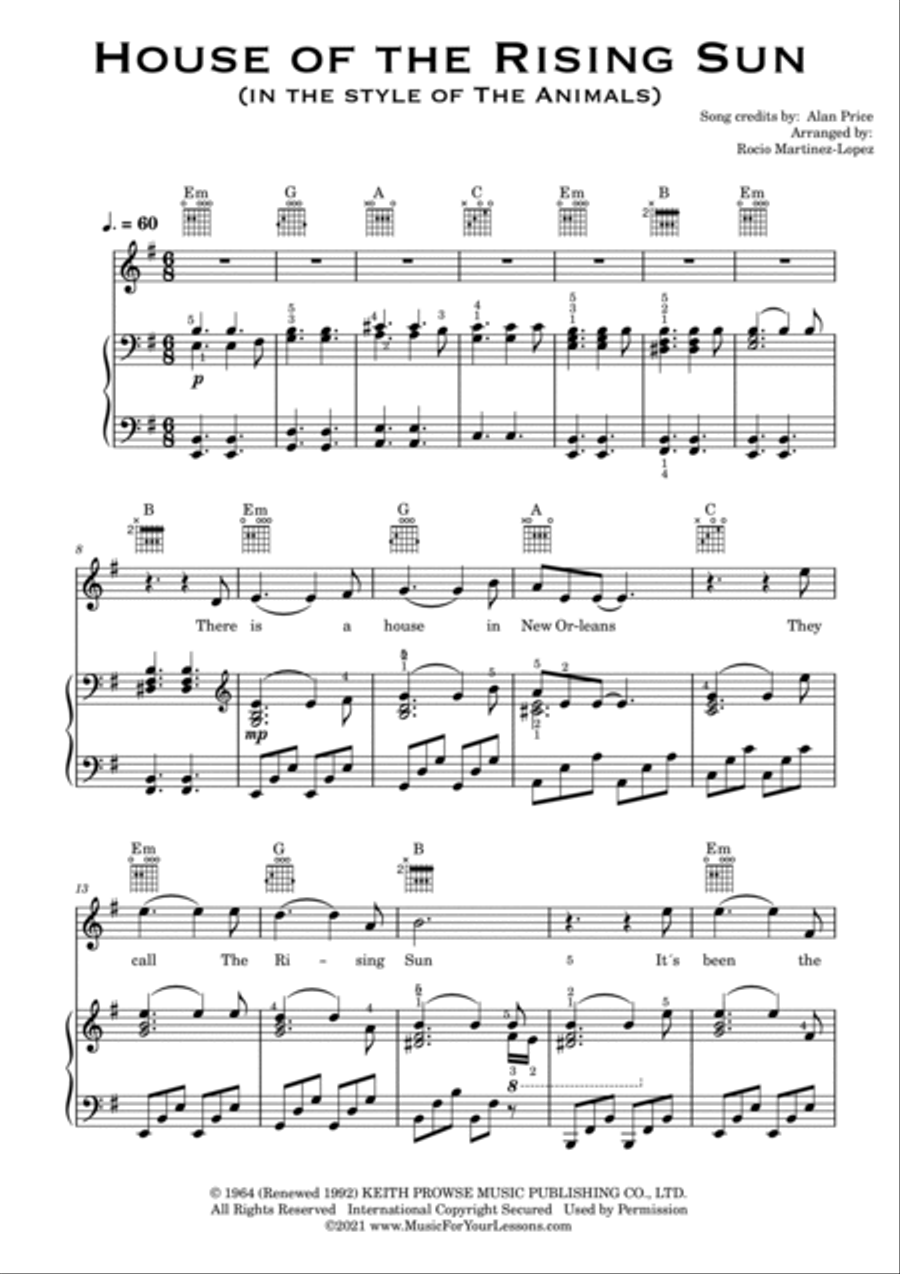 The House Of The Rising Sun The House Of The Rising Sun Voice scores gallery preview page 2