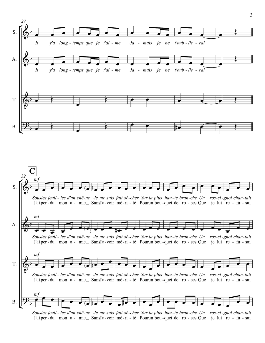 À LA CLAIRE FONTAINE 4-Part scores gallery preview page 3